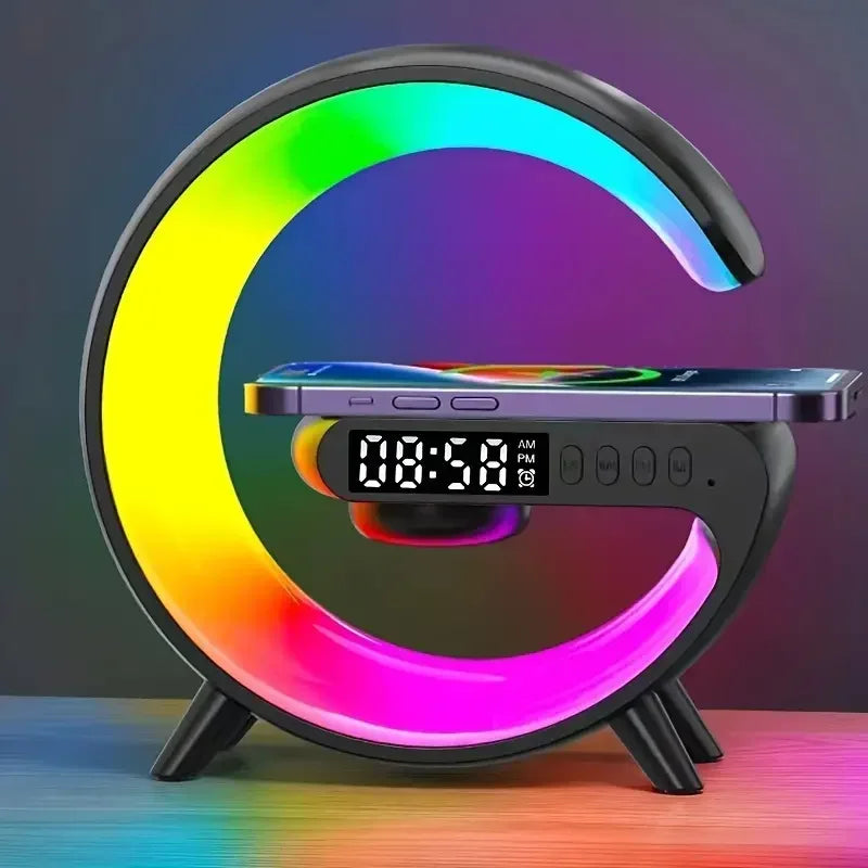 Multifunction Wireless Charger with RGB Light & Alarm Clock Speaker