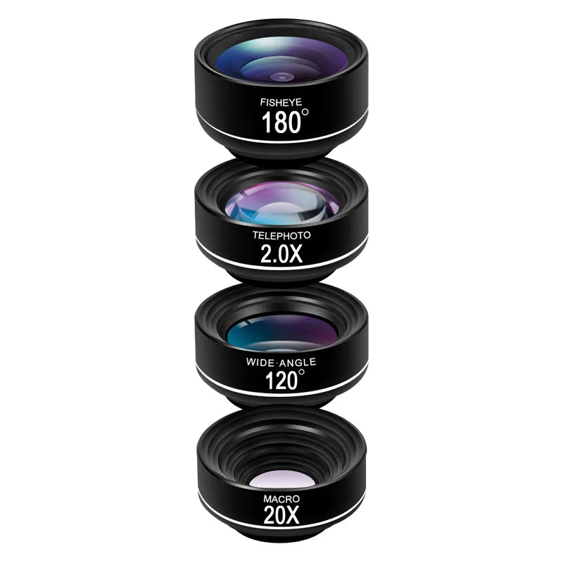 4-in-1 HD Phone Lens Kit: Long Focus, Wide, Macro, Fish Eye