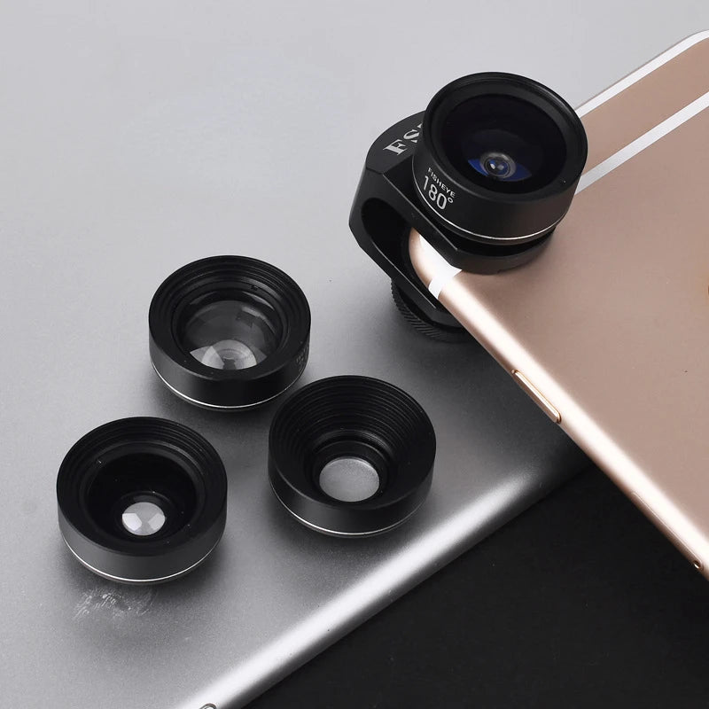 4-in-1 HD Phone Lens Kit: Long Focus, Wide, Macro, Fish Eye